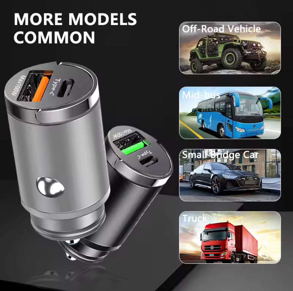 Mini Autolader Fast Charging – 100W/PD30W/30W